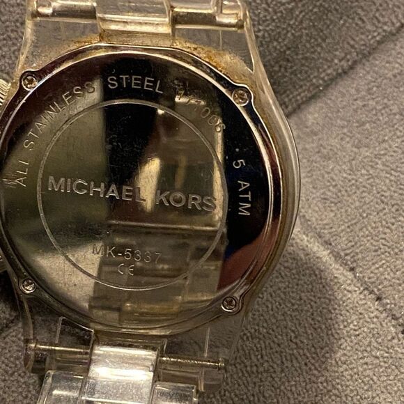MICHAEL KORS Clear Crystal Women's Chronograph Watch MK5337 **FLAWS** - Picture 6 of 9